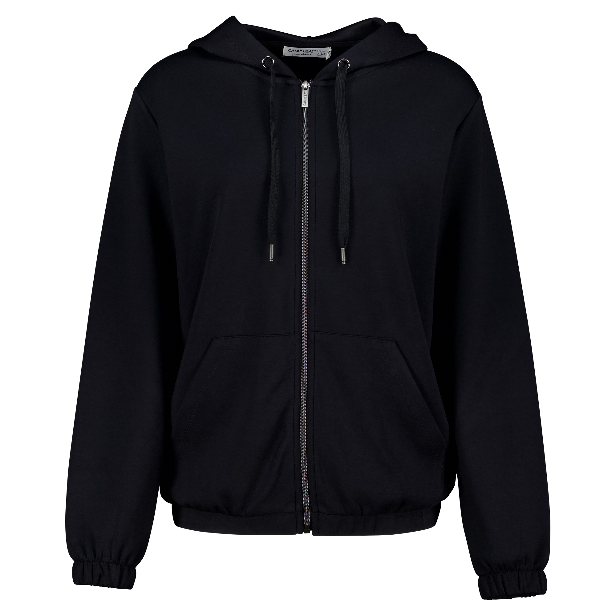 Weibliches Model mit CAMPS BAY Casualjacke in Schwarz
