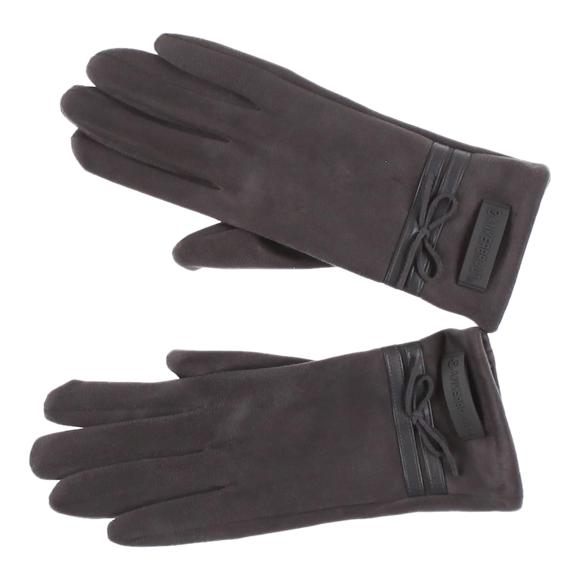 Weibliches Model mit ANKERBRAUT Handschuhe in Anthra