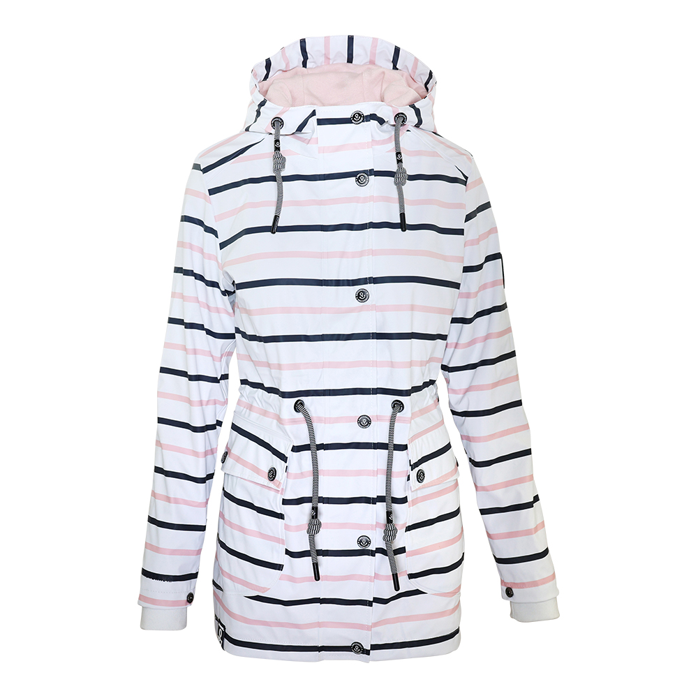Weibliches Model mit ANKERBRAUT Regenjacke in Bright White