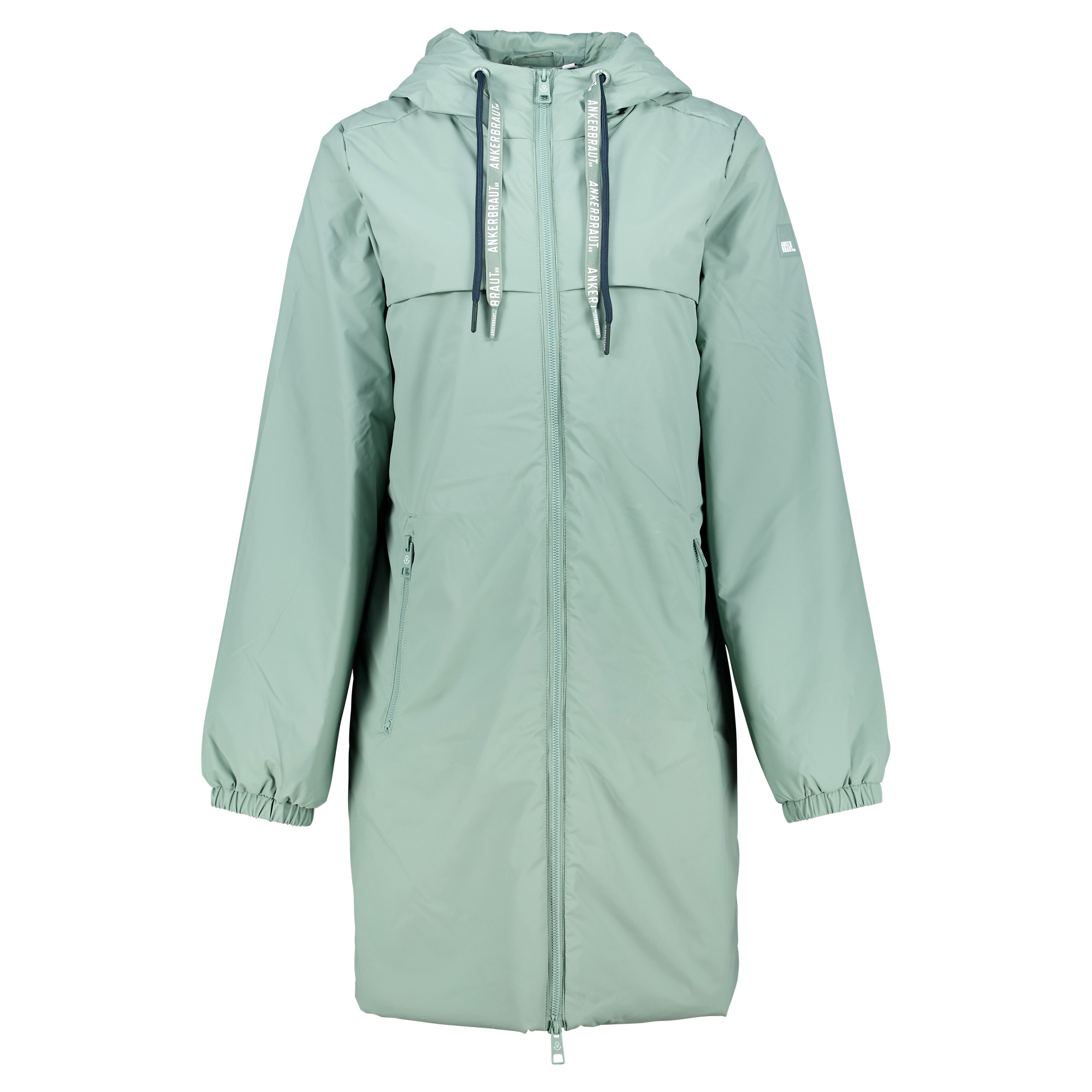 Weibliches Model mit ANKERBRAUT Wetter-Longjacke 
