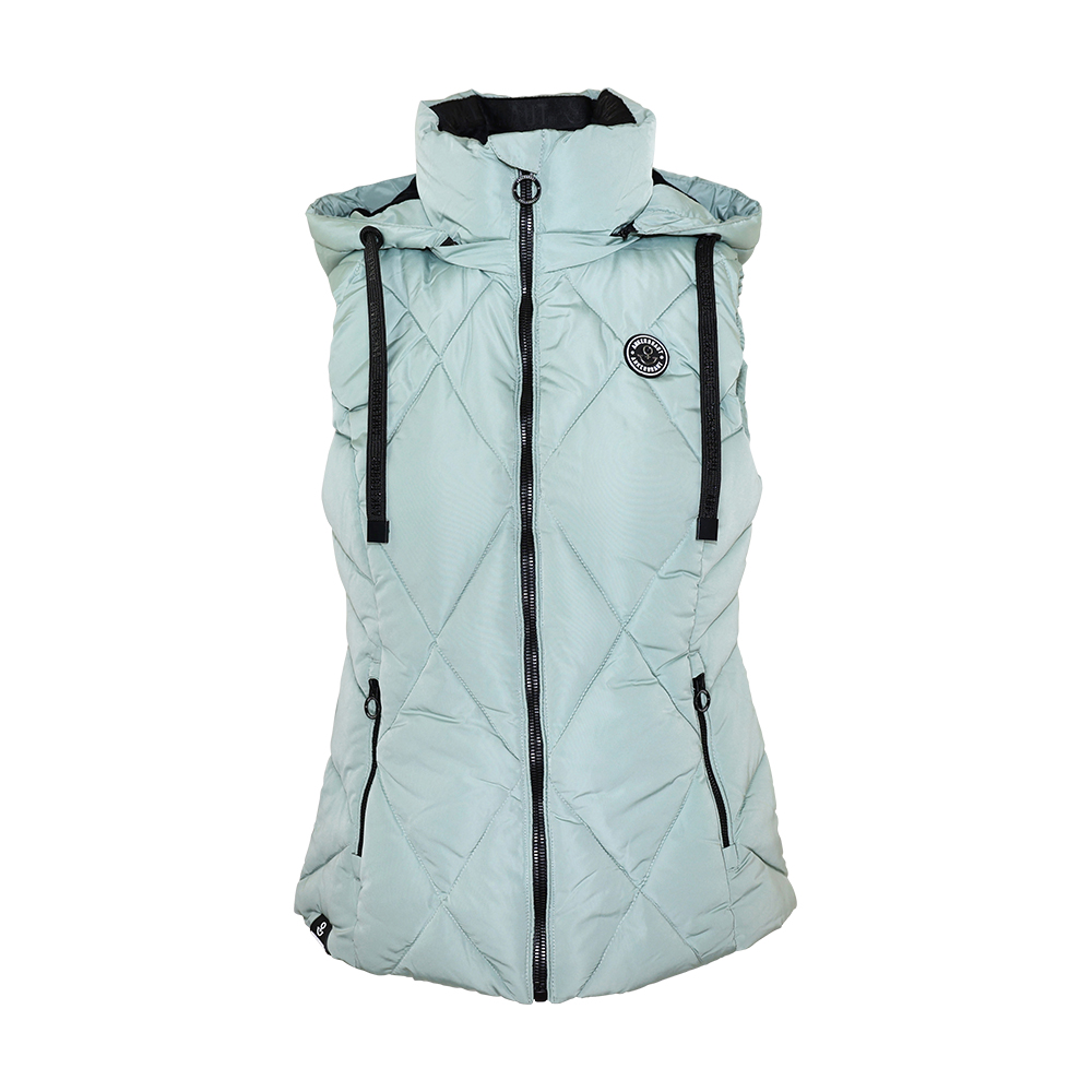 ANKERBRAUT Weste "Sei du selbst, alle anderen gibt es schon" Weibliches Model mit ANKERBRAUT Weste in Slate Grey