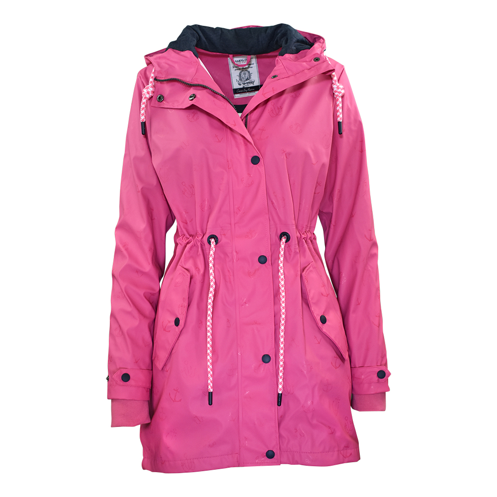 Weibliches Model mit CAMPS BAY Regenjacke in Pink Flambée