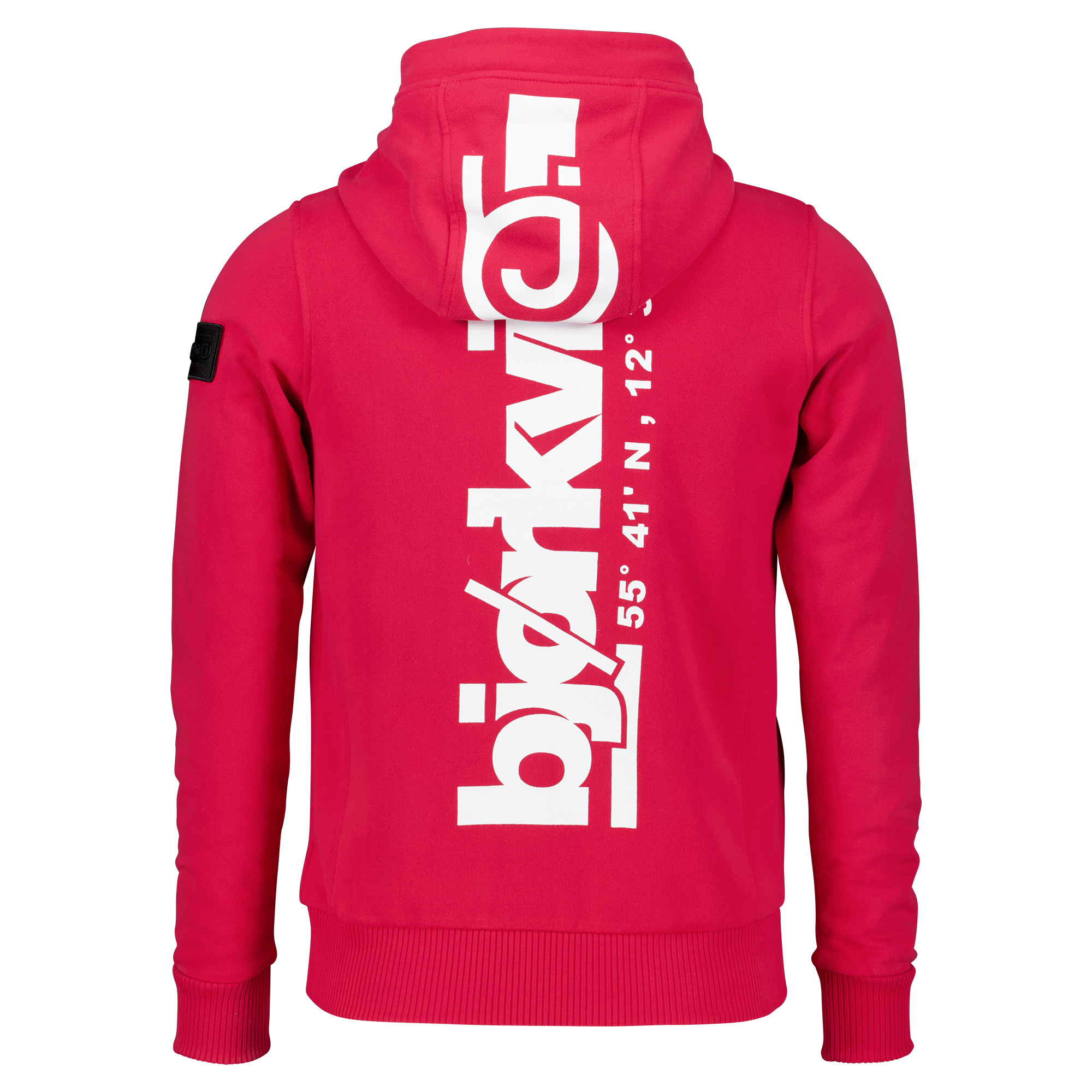 Männliches Model mit Björkvin Sweatjacke in Rot