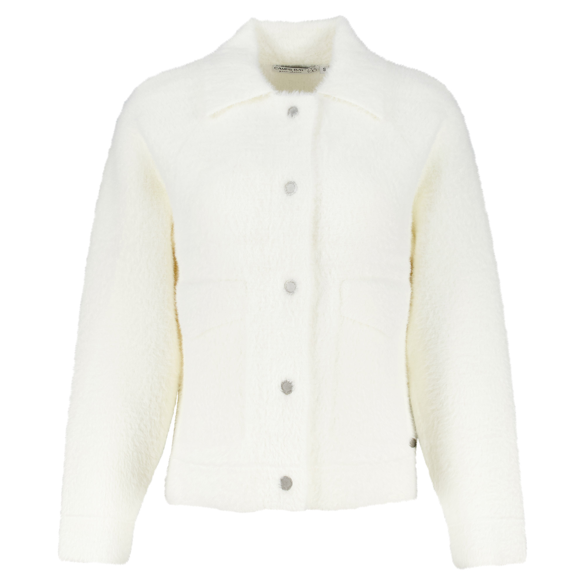 Weibliches Model mit CAMPS BAY Flauschjacke in Blanc de Blanc