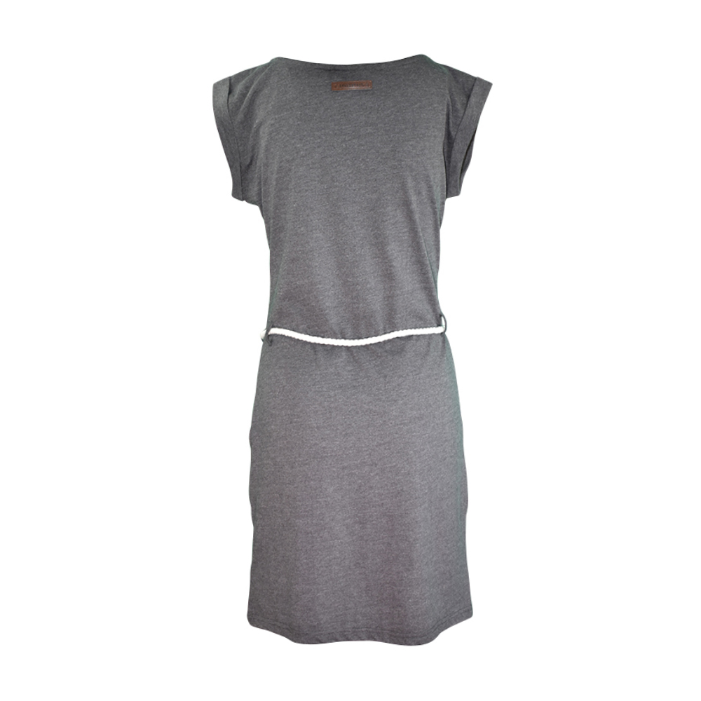 Weibliches Model mit ANKERBRAUT Jerseykleid in Anthrazit Melange